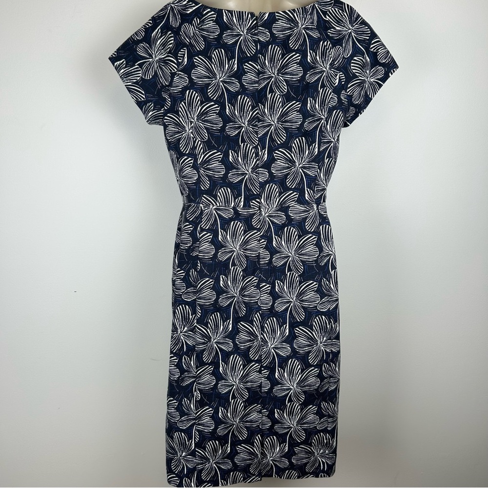 J. Crew Navy Floral Midi Sheath Dress sz 10 Career Feminine Retro “Mad Men” - Picture 5 of 11